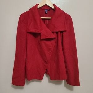 DUE +2 Red Button Down Wool Coat